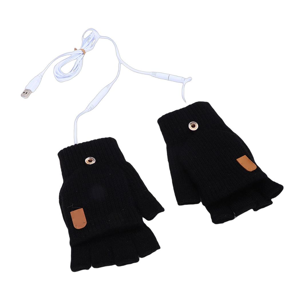 USB Heated Gloves Fingerless for Men Women Acrylic   Electric Hand Warming Gloves for Winter Skiing Gaming