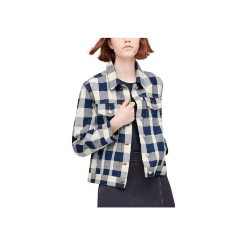 UNIQLO Plaid Single-Breasted Lapel Long Sleeve Casual Jacket Women jackets Blue 429047-68