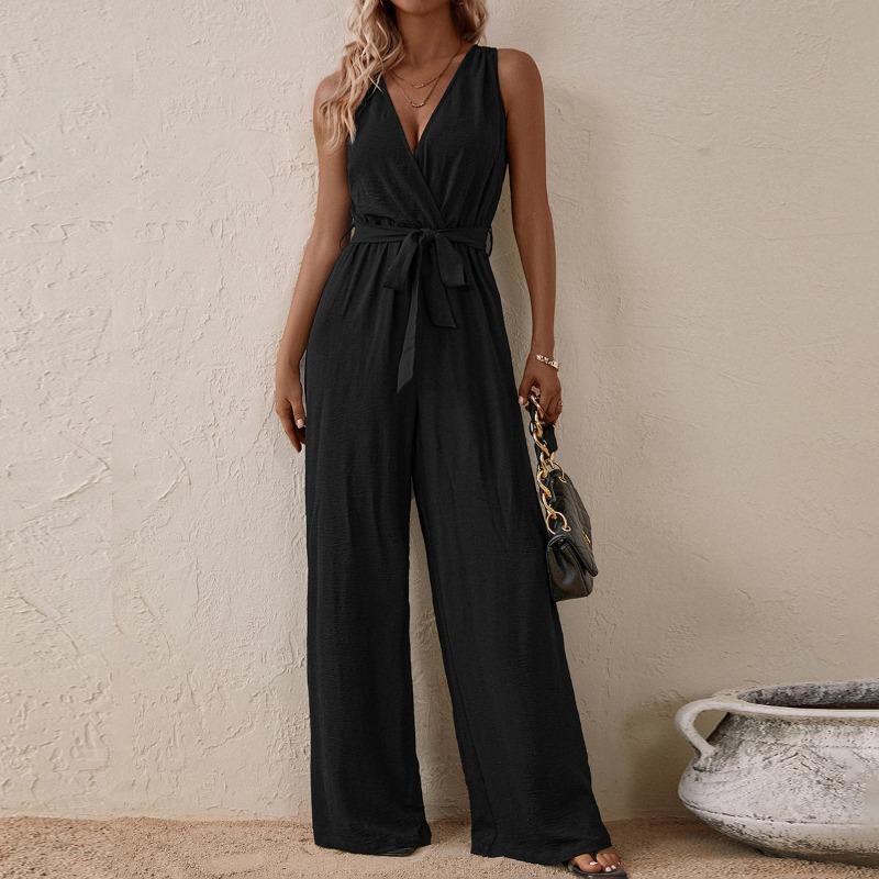 Women's New Halter Jumpsuit Straps High Waist Sleeveless Jumpsuit Fashion Casual Suit