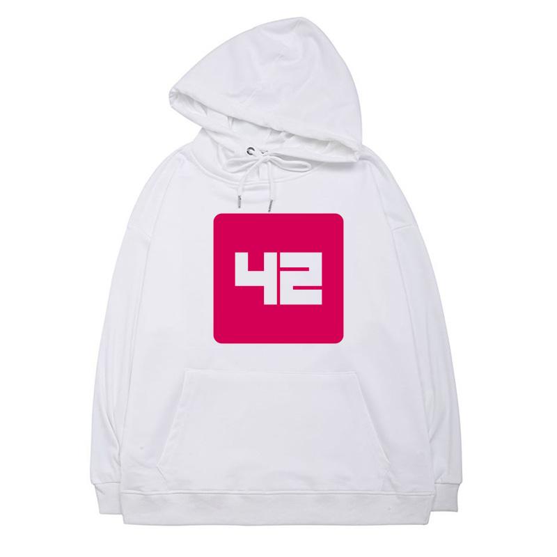 Autumn Meaning Of Life Print Unisex White Hoodies Drawstring Pocket