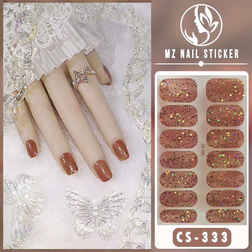 CS Color Green Onion Powder Four-color All-Green Onion No-Bake Gel Nail Polish Film All Ice Flash Nail Polish Film Paper Nail Nail Sticker