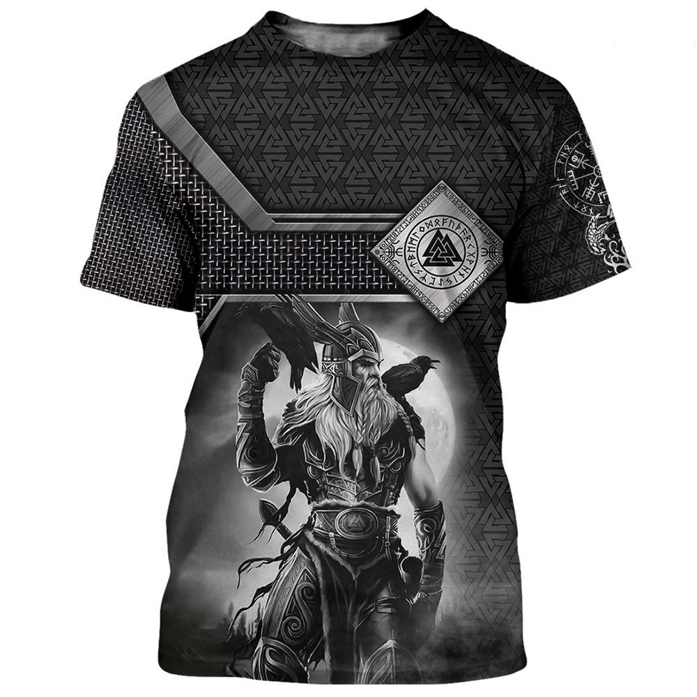 Neuestes Viking 3D-gedrucktes Harajuku Herren-T-Shirt Sommermode Outdoor-Straßenkleidung O-Ausschnitt Großes kurzärmliges Sportoberteil