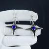 Erstaunliche Ohrringe mit blauem Saphir-Edelstein in Sternform, 925er Sterlingsilber-Ohrring, handgefertigter Boho-Silberschmuck, Hängeohrringe, Geburtstagsgeschenk