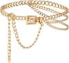 Women Multilayer Adjustable Metal Waist Chain Belt, Fashion Layered Chain Dress Jeans Body Decor Belly Jewelry Waist Accessories