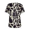 Ladies Casual Fashion V-Neck Button Floral Print Short Sleeve Top