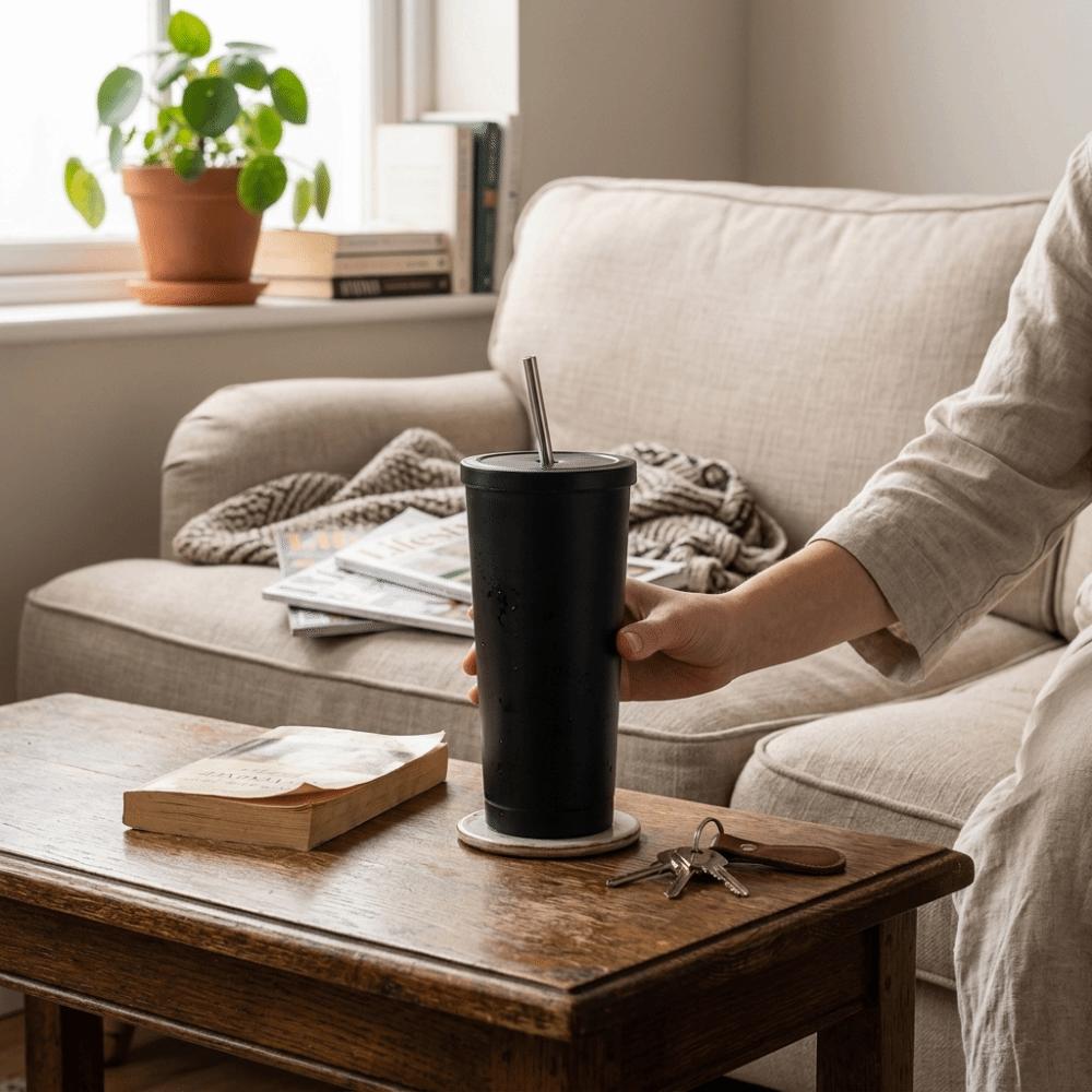 S láhví Tube Tumbler 750ml, přenosným kovovým hrnkem pro venkovní hydrataci