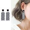 Plaid Lattice Pattern Rectangle Checkerboard Earrings Dangle Earrings Ear Studs Women Earrings