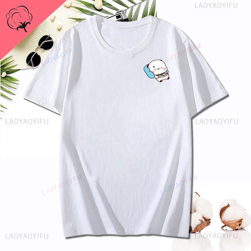Cute Dudu and Bubu Printed T-shirt Simple Fun Lovers' Clothes for Girlfriend Best Gift Fashion Cotton Short-sleev Unisex Tee Top