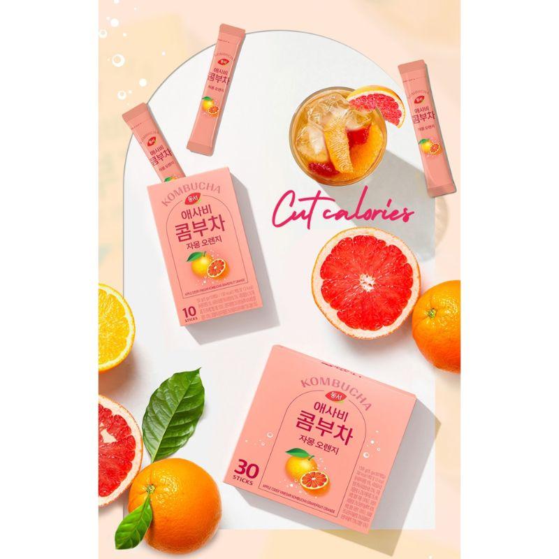 Kombucha Tea Powder Stick Grapefruit Orange Flavor 5g x 30 Sachets Korean Style Citrus Fruit Tea