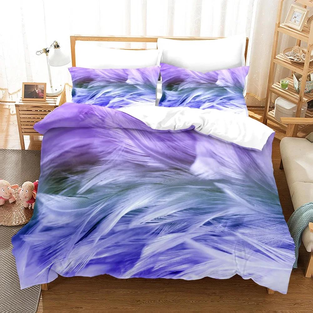

New Feather Duvet Cover Sets For Adults Western Bedding Set Luxury Egyptian Cotton Housse De Couette Bedclothes 2/3Pcs EU Single(135*200cm)3pcs