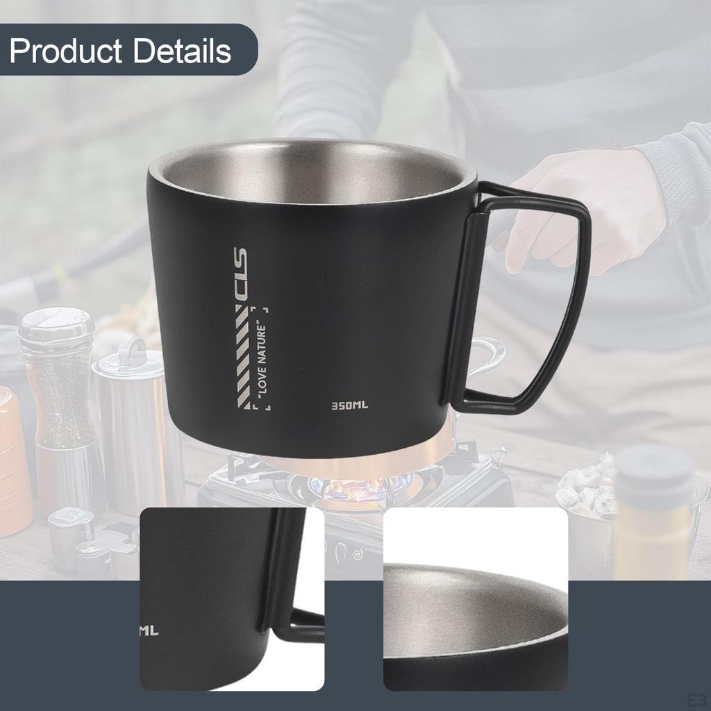 Camping Mug Cup 350ml Portable Drinkware Climbing Stainless Steel Travel Double Wall Fishing