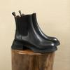 Damen Frühling Herbst Stiefeletten Naturleder Rindsleder Obermaterial Vollleder Chelsea Boots Britischer Stil Kurze Stiefel