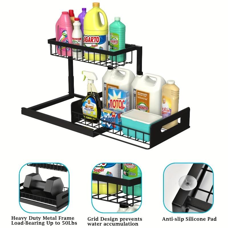 1PC Sewer Storage Box, Pull-out Cabinet Storage Box, 2-layer Sliding Sink Rack, Cabinet Storage Rack