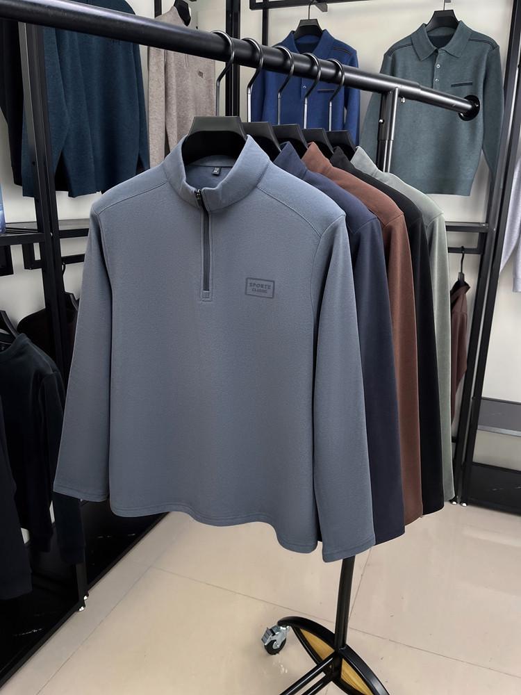 Men's Stand Collar Double-Sided Solid Color Half-Zip Casual Warm Long Sleeve Hoodie