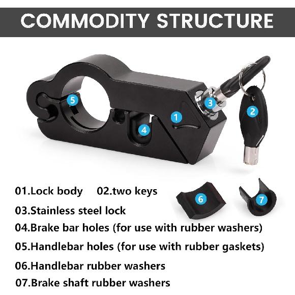 Мотоциклетные замки Противоугонный замок на руль Модернизированный замок для шлема с — фото 6