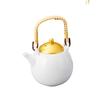 13 X X with Stainless Steel Tea Mino Made In Stylish Ale-net Teapot, 10.5 11.3 Cm, 470cc, Gold-Decorated, Strainer, Porcelain, Ware, Japan,