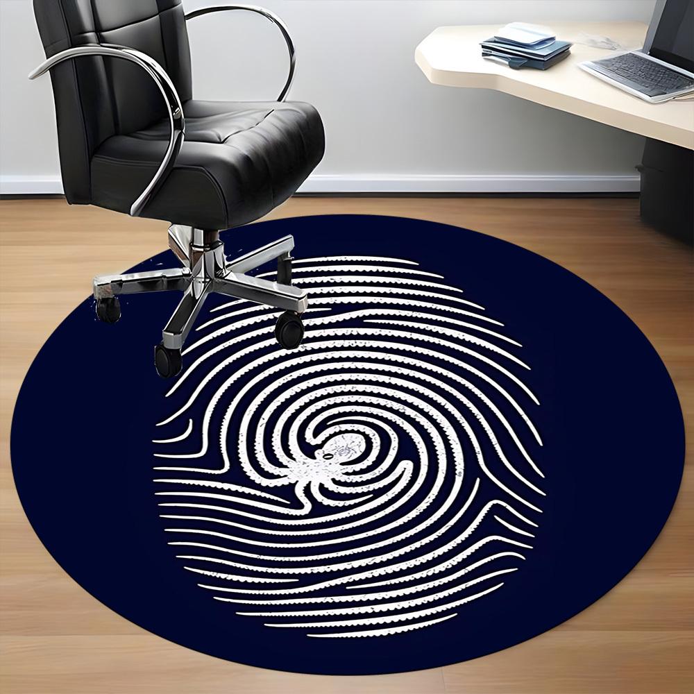1PCFingerprint Spider Office Round Area Rug,  Mat Suitable For Office, Under Office Chairs Bedroom Living Room Home Decor, Room Deco