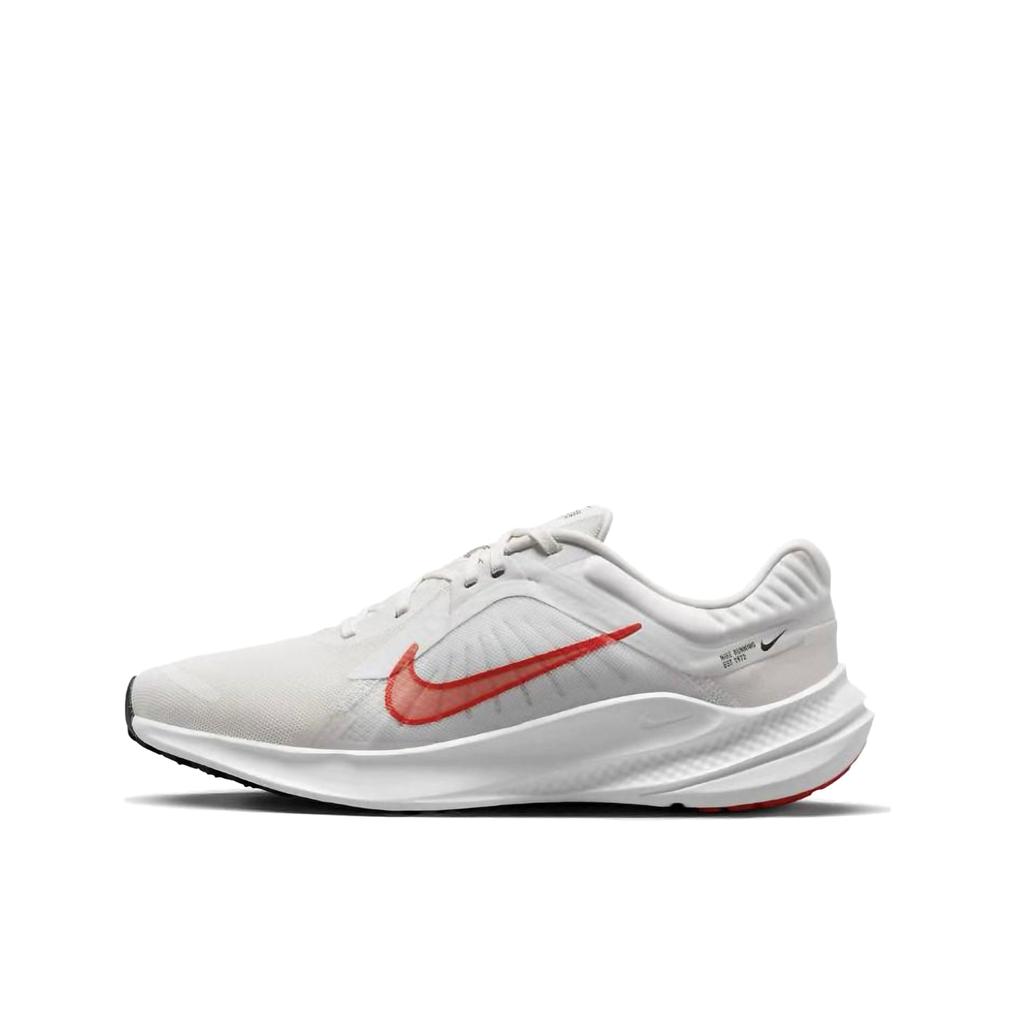 Nike Quest 5 Mesh, Textile Cushioning, Wear Resistant Low Top Rubber Casual Running Shoes Men's White DD0204-007(Team1054-)