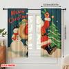 2pcs,2D Plane Printing Curtain Popular Vintage Santa Claus with Snowman & Tree Versatile 100% Polyester (without Rod)
