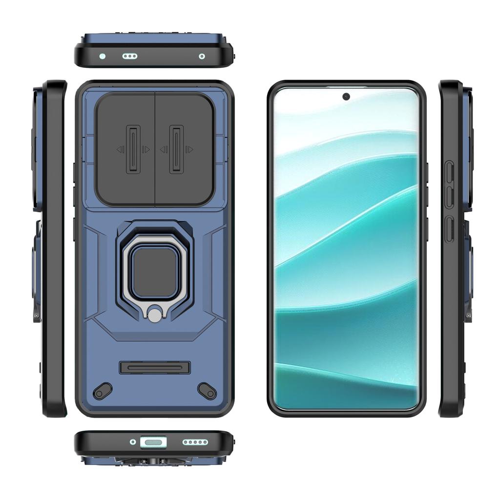 For Xiaomi Redmi Note 14 Pro+ 5G Case PC+TPU Kickstand Phone Protector with Lens Cover