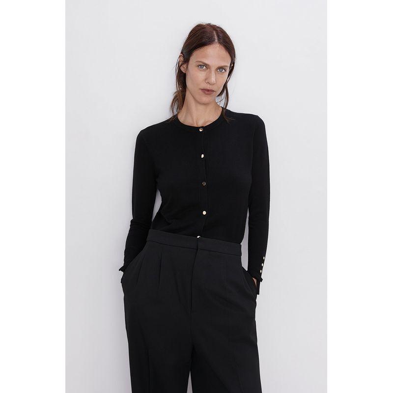 Za Spring New Arrival Women's Sweater Cardigan round Neck Long Sleeves Button Decoration Basic Style Knitting Outwear 5646126