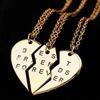 3pcs Personalized Best Friends Forever Necklace Stainless Steel Engraved Puzzle Heart Friendship Pendant Necklaces Gift