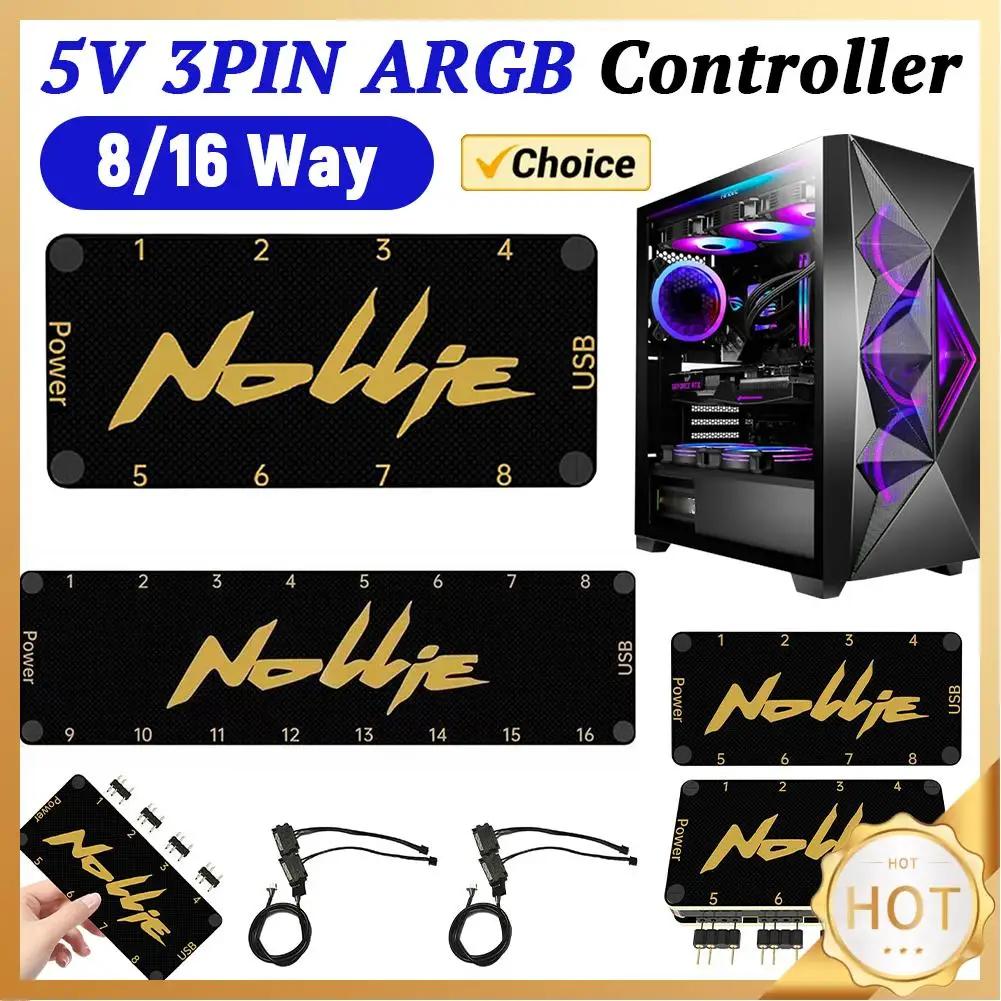 Contrôleur ARGB 5V 3 broches Splitter ARGB Adressable 8 voies Alimentation SATA pour Interface de Carte Mère Étendue Support SignalRGB OpenRGB