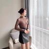 Women's O Neck Long Sleeve Modal Tunic Tops Basic Solid Color Tee Shirts Blouses
