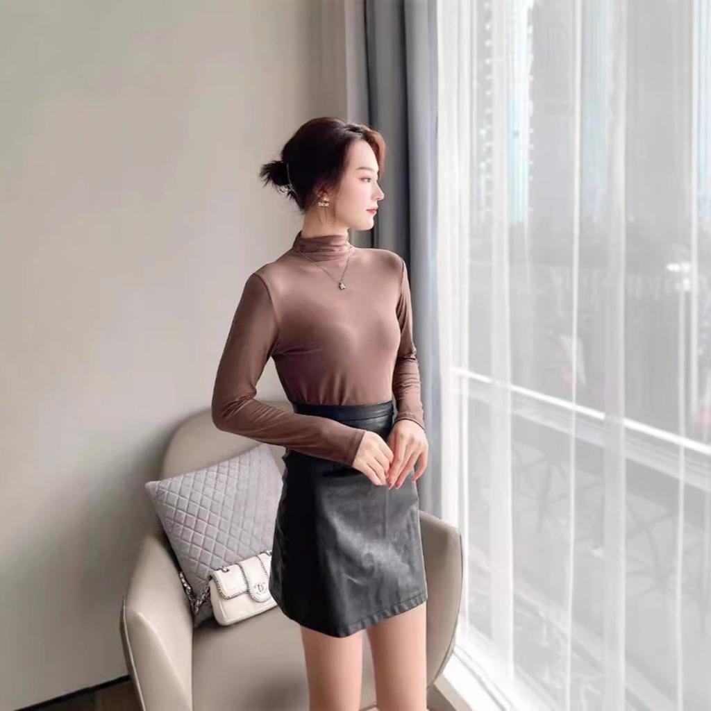 Women's O Neck Long Sleeve Modal Tunic Tops Basic Solid Color Tee Shirts Blouses