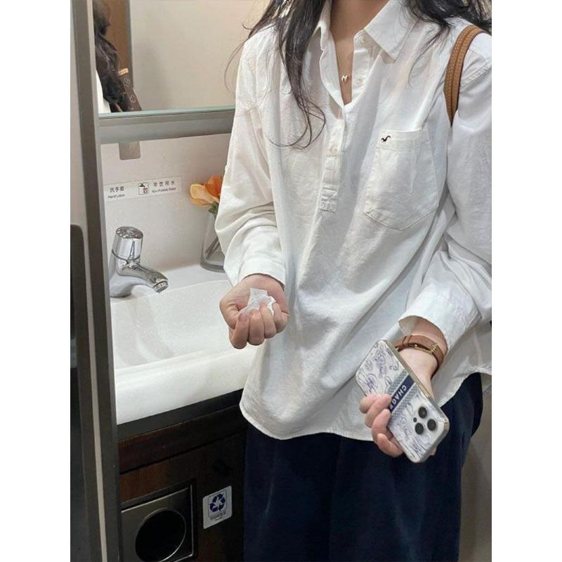 

Новый дизайн-сенсорная рубашка для женщин для весенней и летней носки, французский нишевый топ с длинным рукавом XL белый