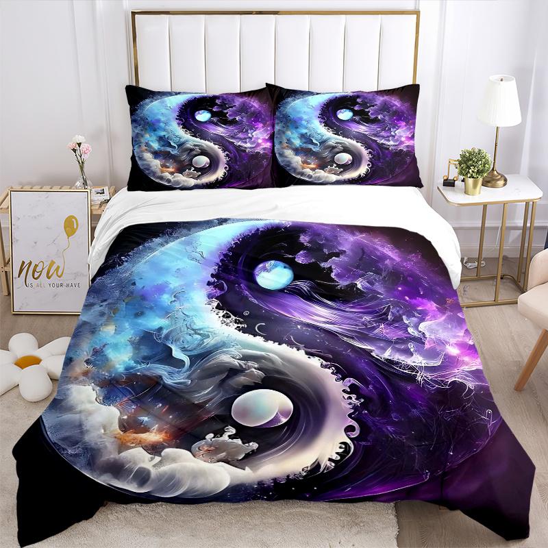 3pcs Yin Yang Harmony Bedding Set, Including 1 Quilt Cover and 2 Pillow Shams, Without Filling, Soft and Comfortable Home Bedroom Fabric, Fa