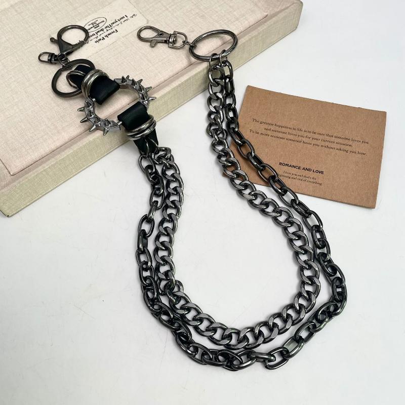 Punk Rock Metal Layered Chain Unisex Waist Key Chain For Jeans Hip-Hop Pants Fashionable Belt Chain Jewelry