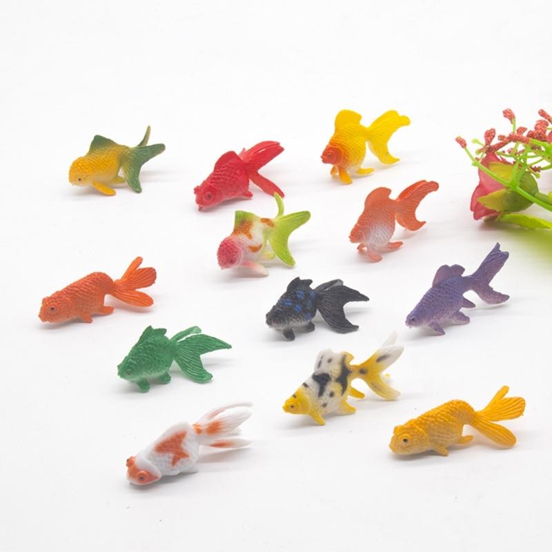 12pieces Plastic Goldfish Aquariums Ornaments DIY Mini Artificial Hand Painted Adult Collection Model Fish Tank Toy