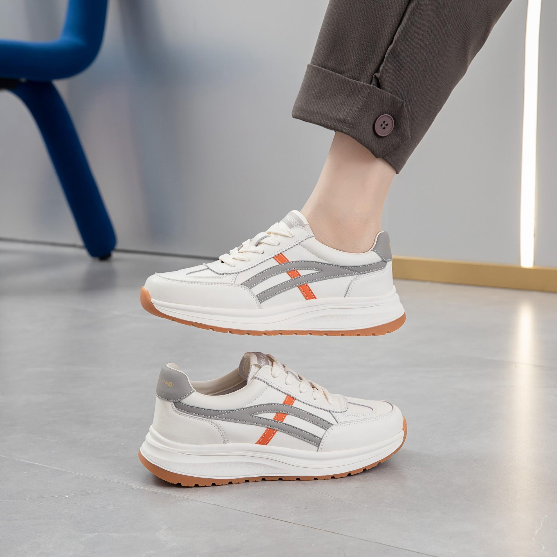 

Кожаная платформа белая обувь женская весна и осень новая повседневная универсальная низкая спортивная обувь студенческая обувь для скейтборда 35