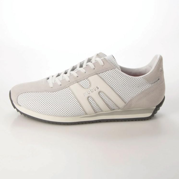 MOBUS Men's Leather Sneakers, Genuine Leather, Sports, Casual, Walking Shoes, Long Legs, Slimming Effect, Current Model, PHILIPP (White, Size 26.5 Cm)