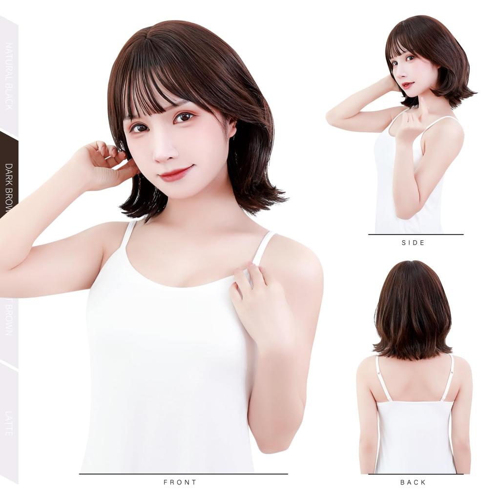 Member 2024 New Style Supervised by Top Stylists Tieable Waist Bob Wig Short Wig Dark Brown Made with Fiber Natural Small Face Effect Peace of Mind PL