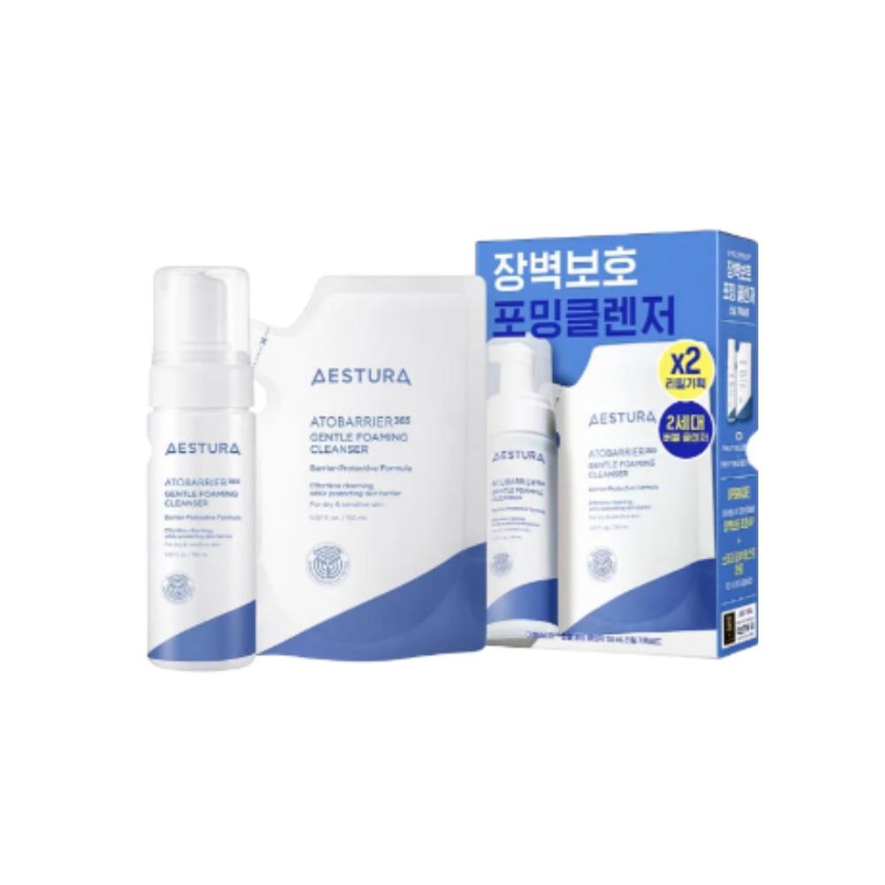 AESTURA Atobarrier 365 Foaming Cleanser Gentle Hydration & Barrier Care 150ml + 150ml Refill Set