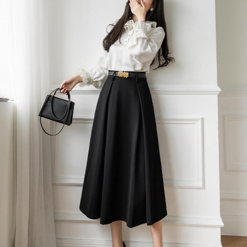 Costum pentru femei Fusta de vară Moda coreeană Talie înaltă Chic Elegantă Femeii A-line Commuter OL Fusta profesională Ocazie formală