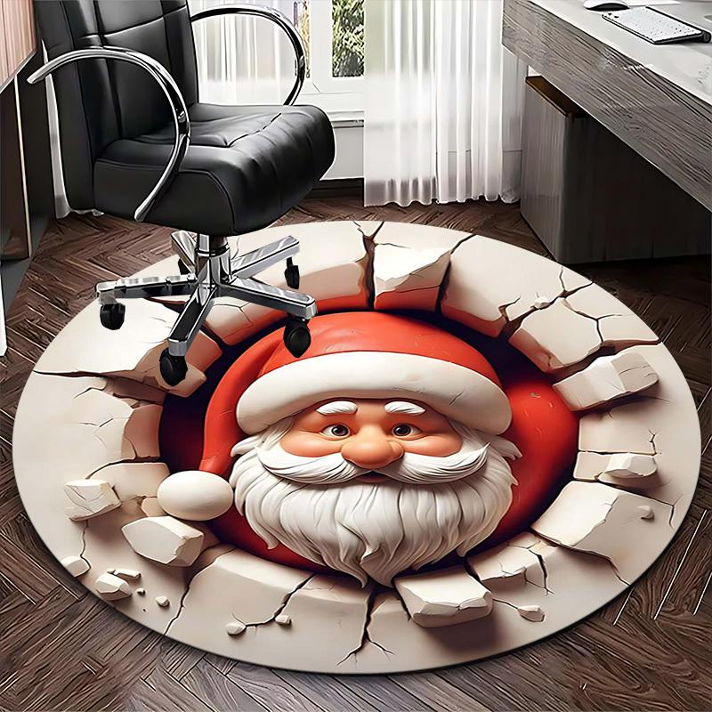 1 Stück Weihnachts-Nikolaus-Design Stuhlmatte - Rutschfester Teppich für Büro, Heimdekoration, Wohnzimmer, Schlafzimmer, Spielzimmer & Wohnheim. J010