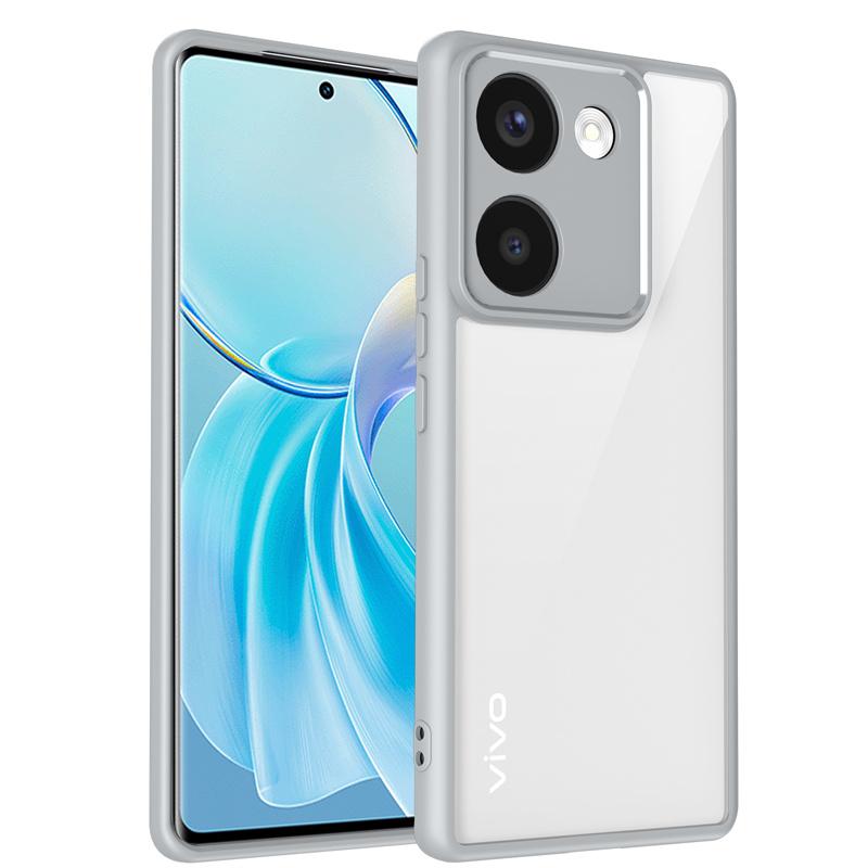 

For Vivo Y300 Plus V2422 Case Plating Bumper Shockproof Clear Back Cover Hard Phone Case for Vivo Y300 Plus Y300Plus 2025 V2422 Pc + tpu&vivo Y300 Plus серый