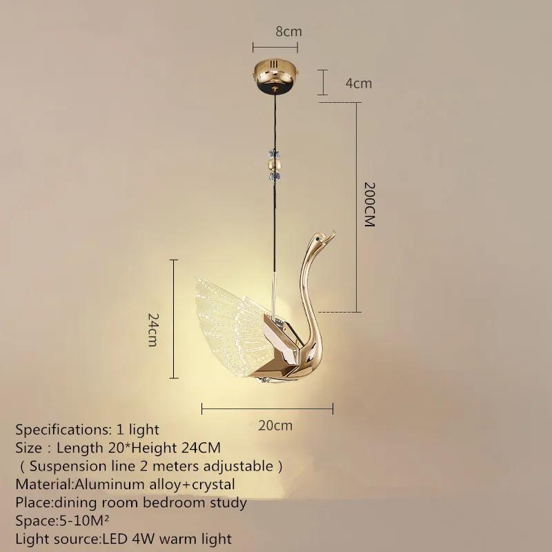 Nordic Creative Acrylic Swan LED Hanging Chandelier Study Bedroom Living Room Restaurant Pendant Lamps Bar Indoor Lighting Decor