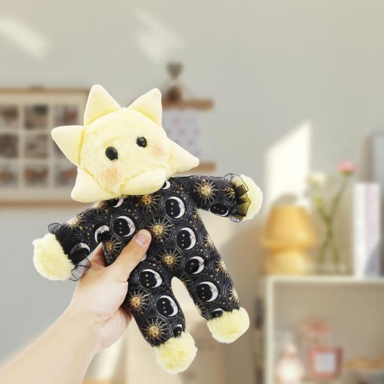 Stern Plüschtier für Kinder Weiches Kuscheltier mit Sternen-Mond-Print Niedriges Kuschelkissen Geburtstagsgeschenk für Mädchen