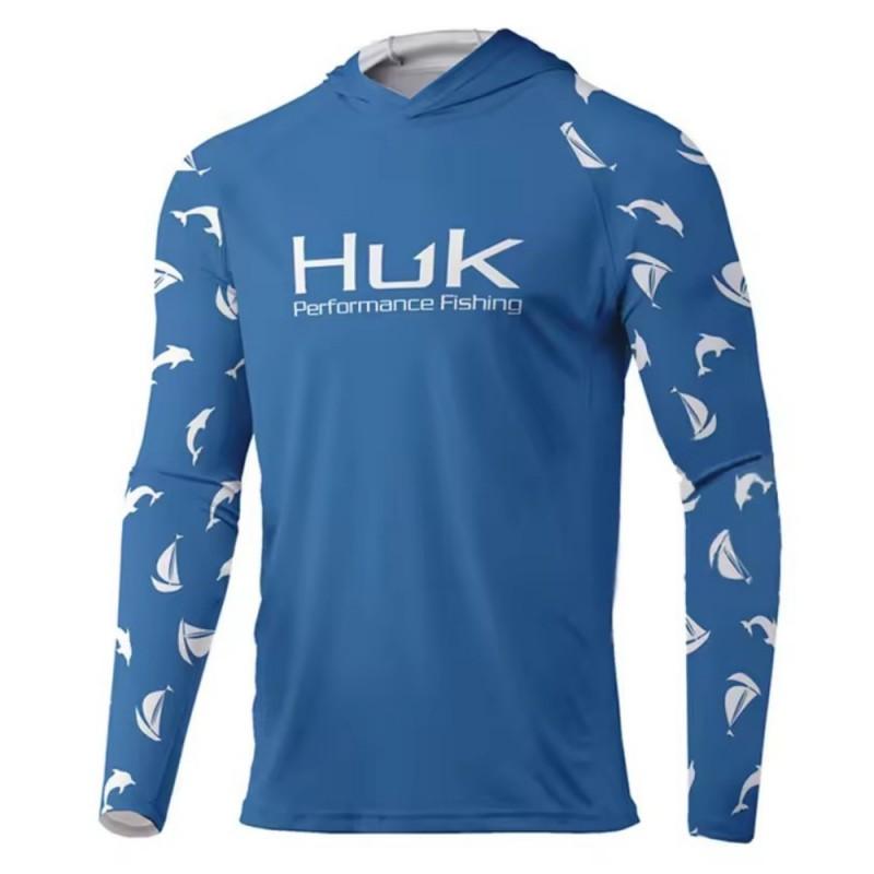 Mens Quick-Dry Fishing Hoodie UV Protection Long Sleeve Breathable Performance T-Shirt Outdoor Angling Summer Fall