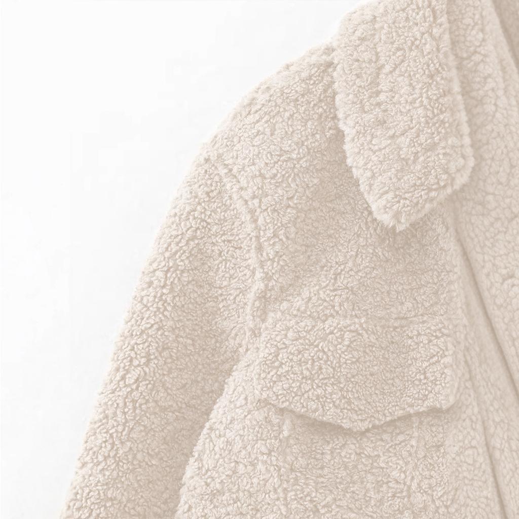 Women's Fleece Warm Lapel Short Long-sleeved Jacket