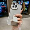 Luxury Solid Color Silicone Phone Case For iPhone 17 16 15 14 13 12 11 ProMax With Bracket Soft TPU Shockproof Bumper Back Cover