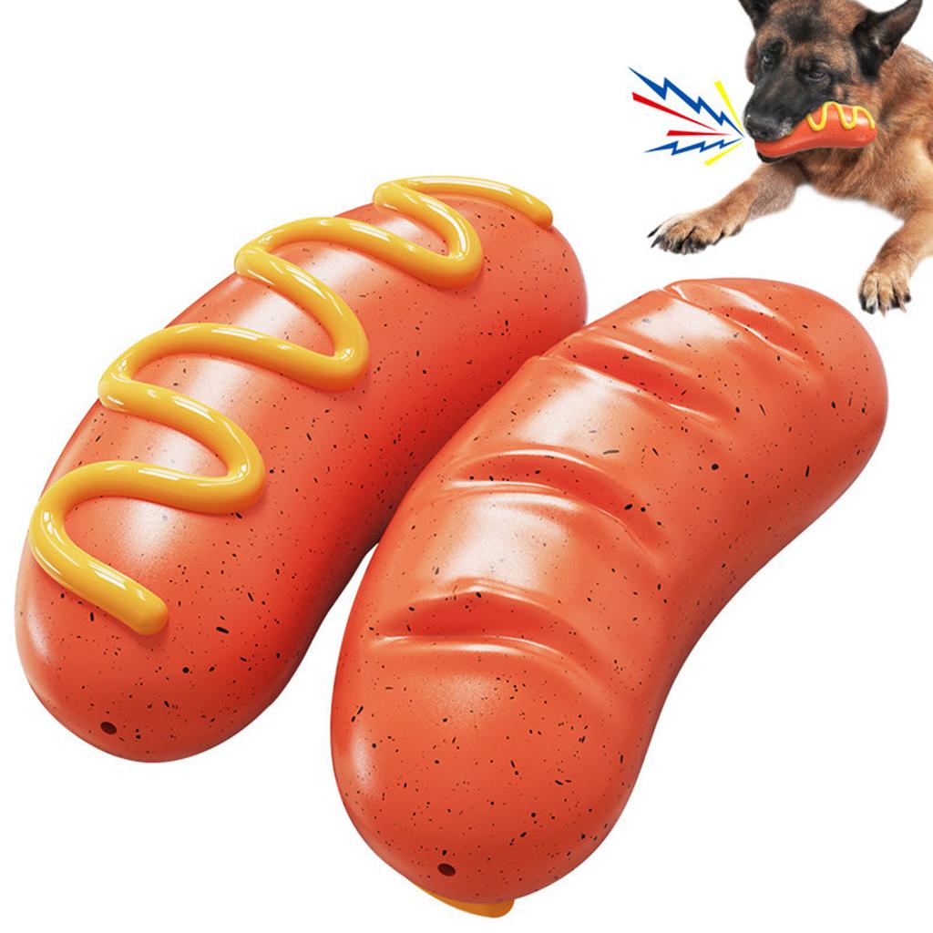 Squeaky Dog Toy for Small Medium Large Dogs Interactive Bite Resistant Tpr Hot Dog Tooth Cleaning Meat Bones Chew Toys Labrador