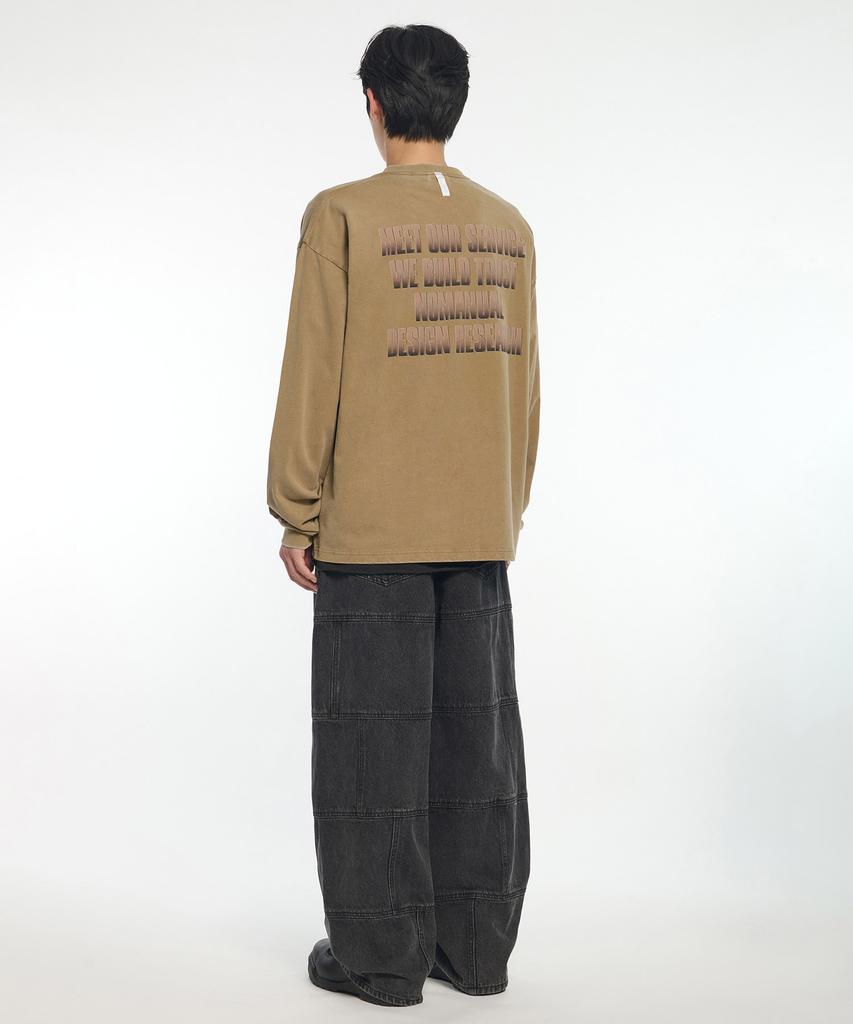 NOMANUAL Star Logo Vintage Long Sleeve Tee - Washed Brown