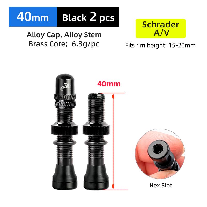 Deemount 2PCS Bicycle Tubeless Schrader Nipple A/V Valves Brass Core CNC Machined Anodized for MTB Road Bike Tubeless Rims