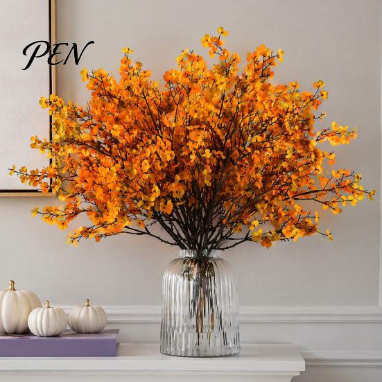 Versatile Flowers for Home Office Artificial Fall Indoor Outdoor Decor, Weatherproof Autumn Floral with Flexible Stems Arrangements Table Centerpiece