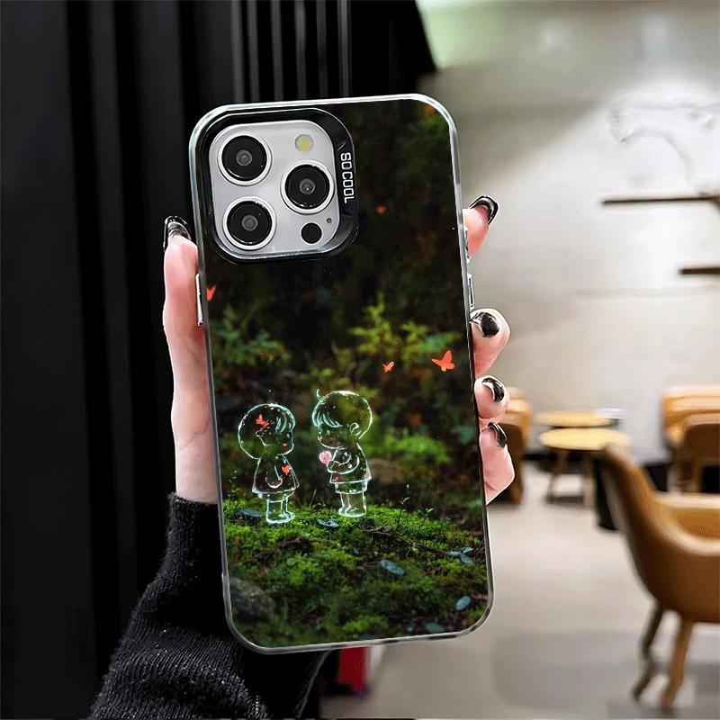 Nature Cute Child Painting Style Shockproof Phone Case for iPhone 17 Air 16 16E 15 Pro Max 14 Plus 13 Mini 12 Back Cover Anti Fa
